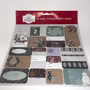 Holiday Time Peel & Stick Christmas Gift Tags 36ct Assorted Snowman Owl - NEW ~